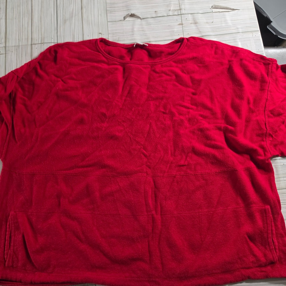 Pure Jill Kimono Red Knit Sweater Boat Neck Oversized Pullover Top Large